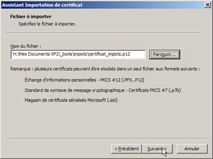Importation de certificat