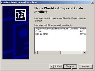 Importation de certificat