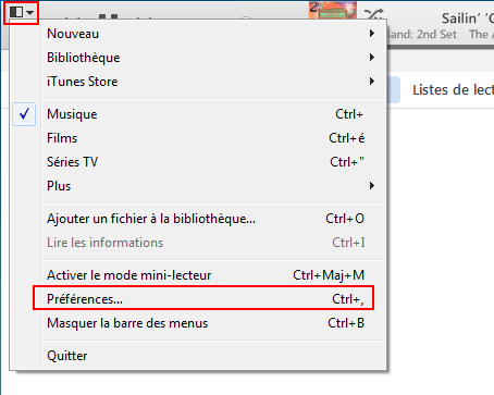 iTunes Préférences