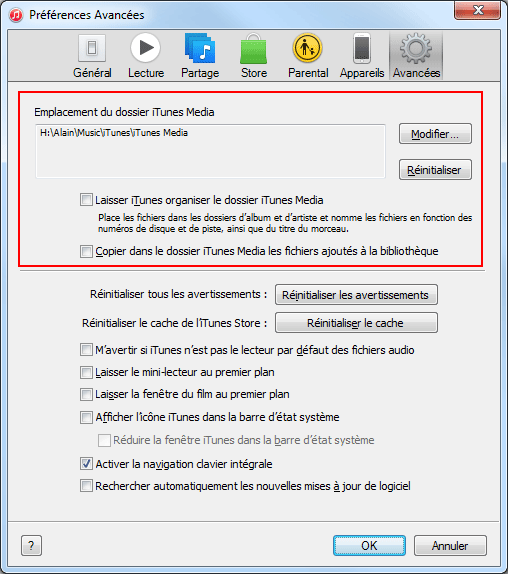 iTunes 12 : Préférences Avancées