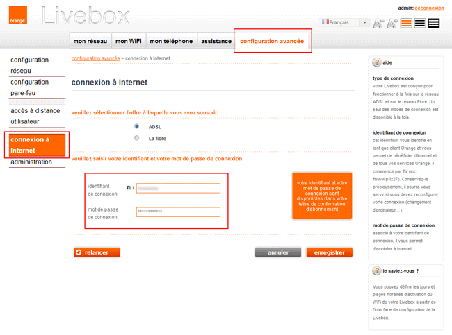 Livebox 2 - connexion Internet 