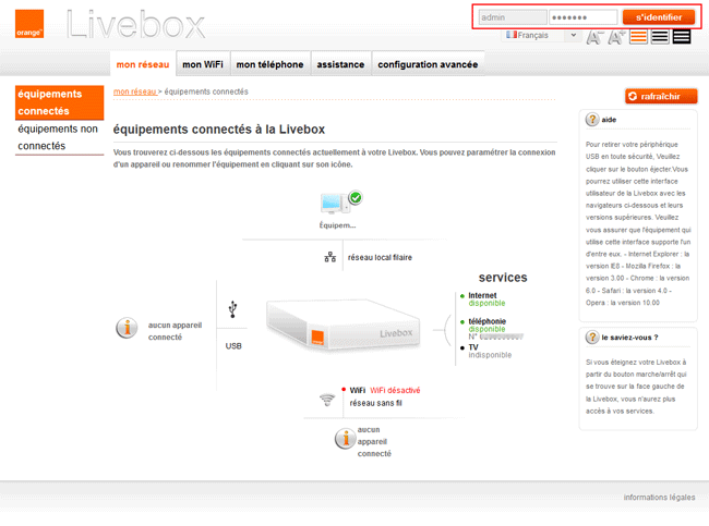 Livebox 2 - connexion Internet 