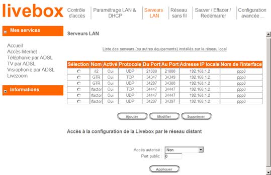 Ajouter un nouveau serveur (Livebox)