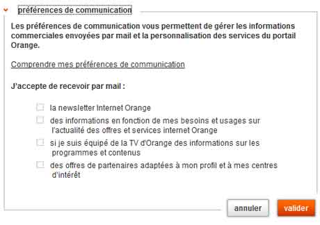 Orange : préférences de communication