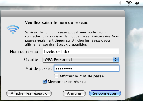 Connexion Wifi sous Mac OS X