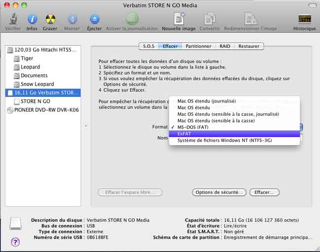 Utilitaire de disque : Mac OS X 10.6