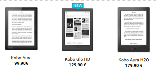 Kobo : Gamme en 2015