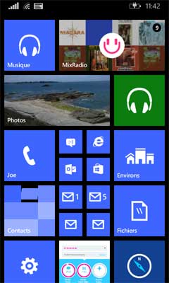 Windows Phone 8.1 sur 3 colonnes