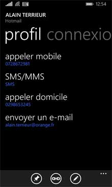 Windows Phone : Contact