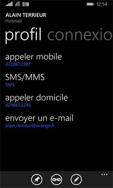 Windows Phone : Contact