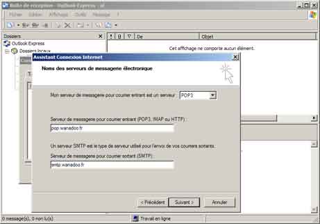 Outlook Express : nom des serveurs