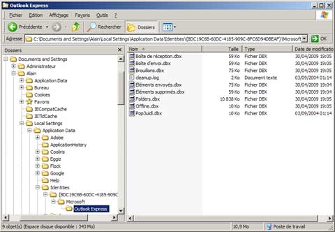 Dossier des messages Outlook Express