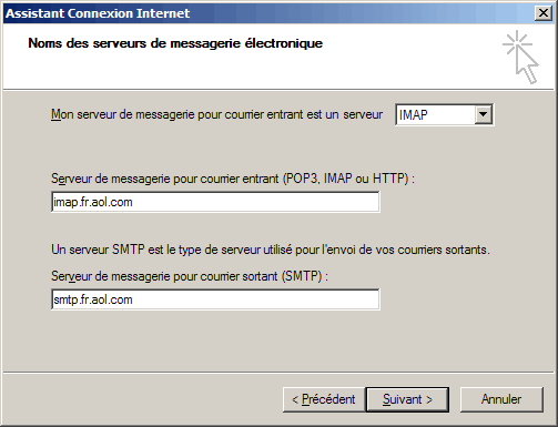 Outlook Express : nom des serveurs