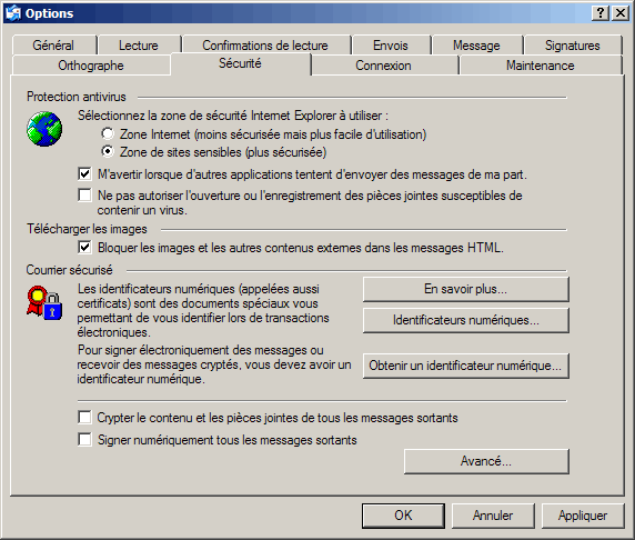 Outlook Express : nom du compte et mot de passe