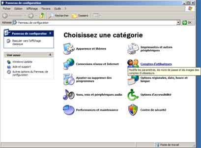 Panneau de configuration Comptes d'utilisateurs