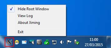 Xming dans la zone de notification