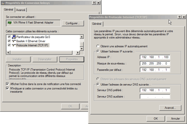 configuration de l'adresse IP