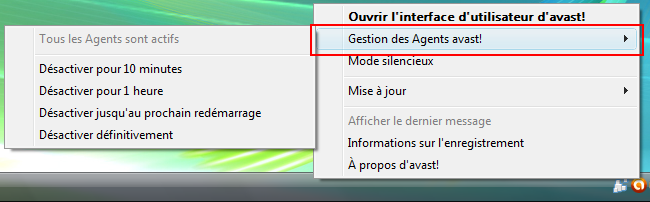 Gestion des Agents avast!