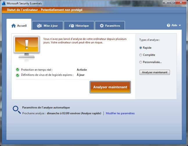 Analyse de Microsoft Security Essentials