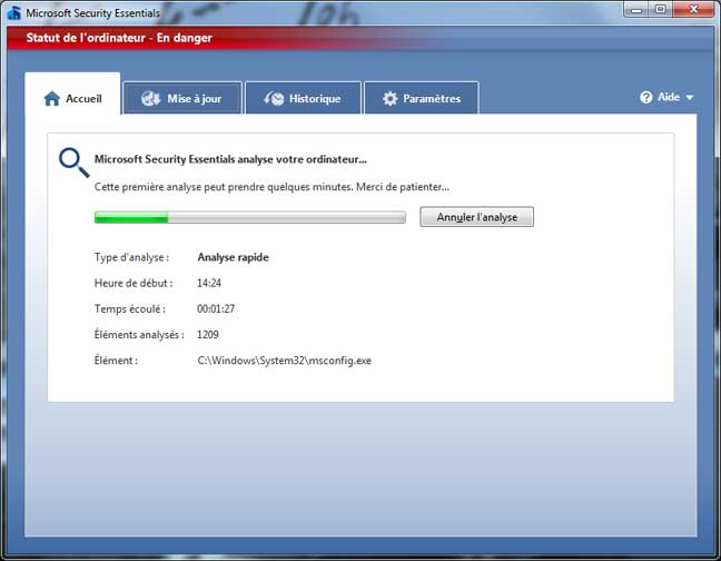 Microsoft Security Essentials : Installation