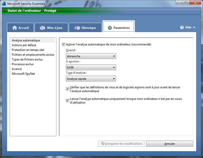 Microsoft Security Essentials : Installation