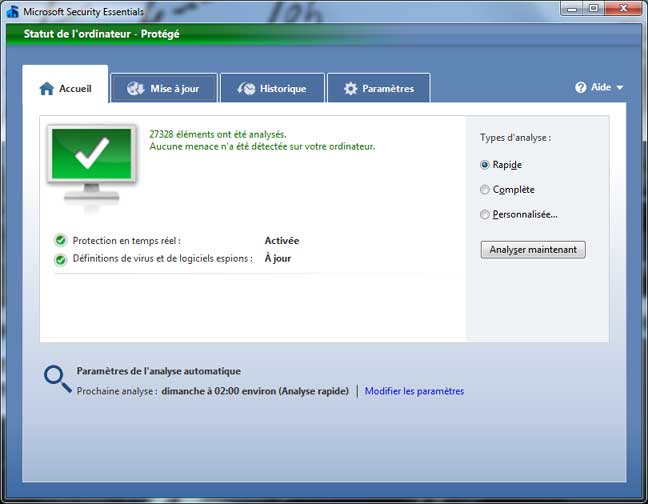 Microsoft Security Essentials : Installation