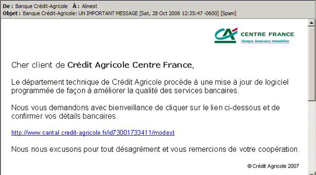 Phishing du Crédit Agricole