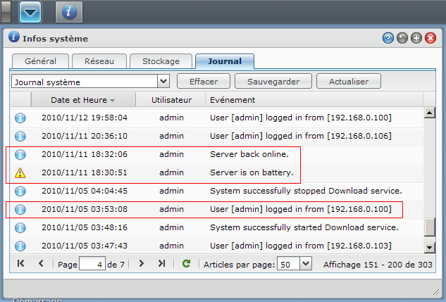 Synology DSM 3.1 : Journal