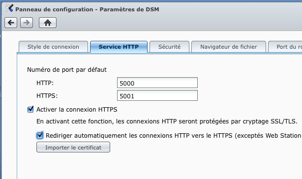 Paramètres DSM