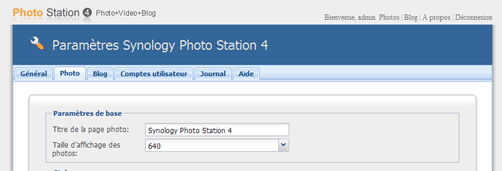 Photo Station :Paramètres
