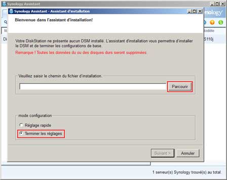 Installation Synology 2 : Parcourir