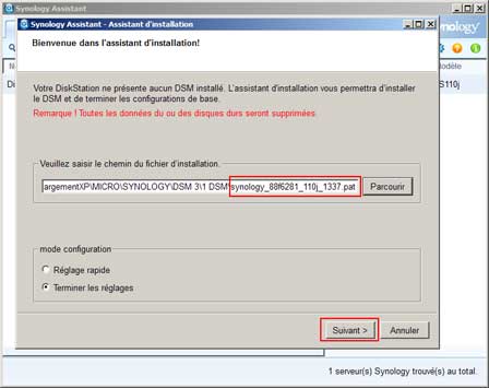 Installation Synology 3 : Commencer installation