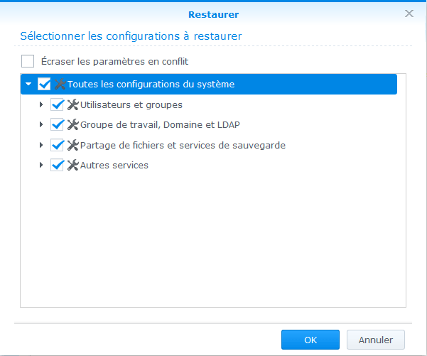 DSM5 - Restaurer configuration