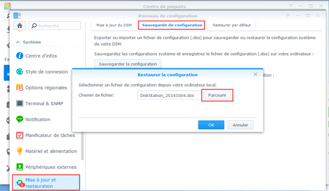 DSM5 - Restaurer la configuration