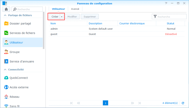 DSM5 - Créer utilisateurs