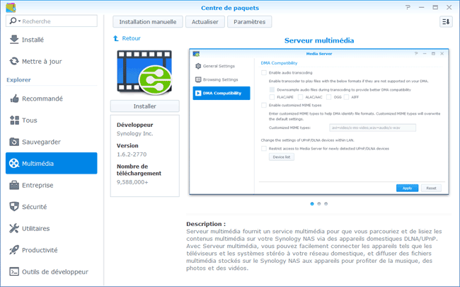 Synology : Installer Serveur multimedia