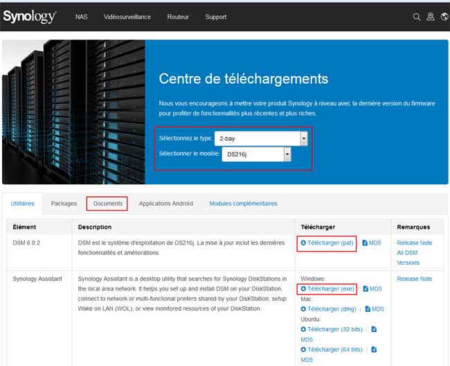 Synology DS216j : Téléchargements