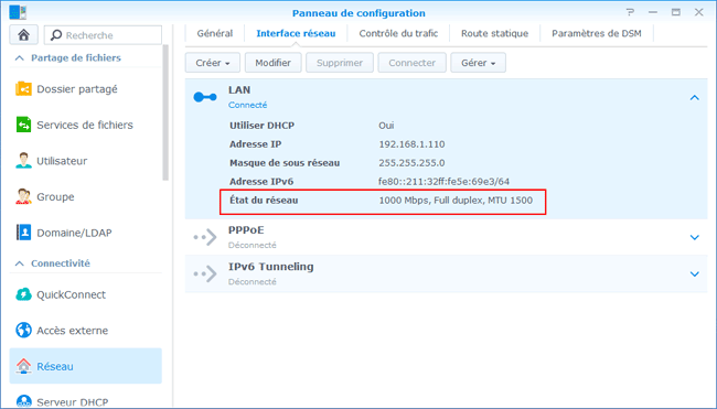 DSM 6 - Interface réseau