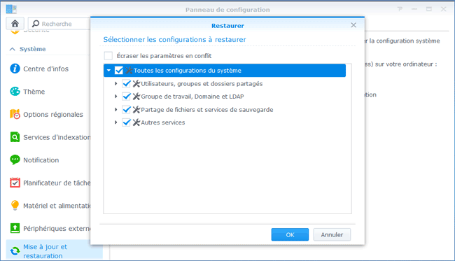 DSM5 - Restaurer configuration