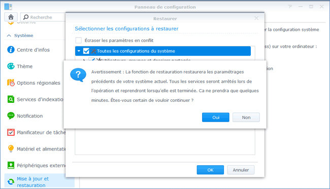 DSM5 - Restaurer configuration