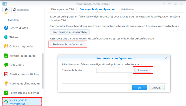 DSM5 - Restaurer la configuration