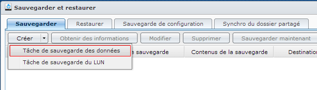 Saauvegarder et restaurer : Créer