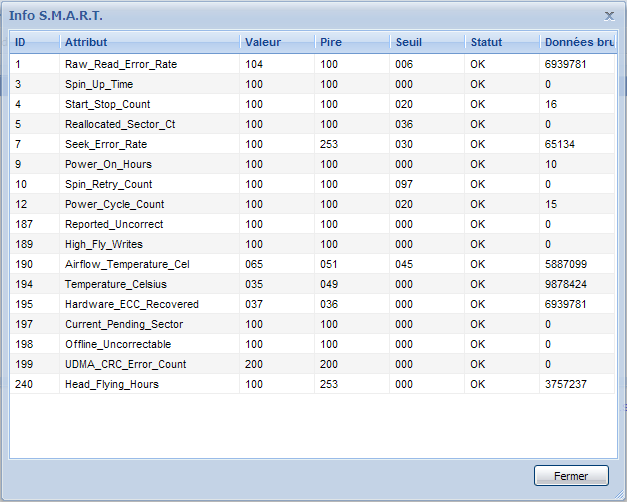 infos S.M.A.R.T - Seagate