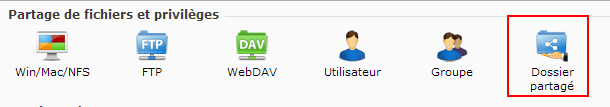 Partage de fichiers et privilèges, Dossier partagé 
