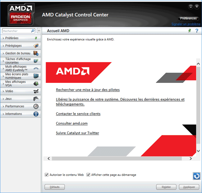 AMD Catalyst Control Center sur Windows 10
