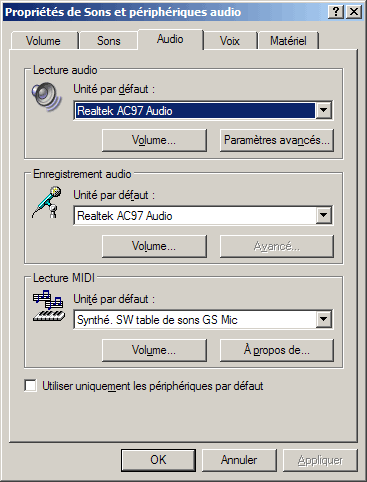 Configurer le son dans Windows