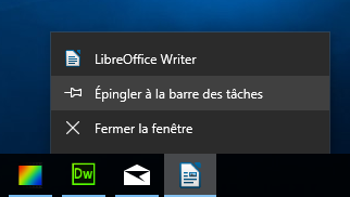 Windows 10 : Epingler à la barre des tâches