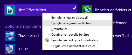 Windows 8 : Epingler à la barre des tâches