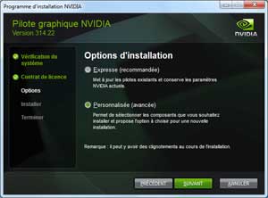 Nvidia - Installation personnalisée