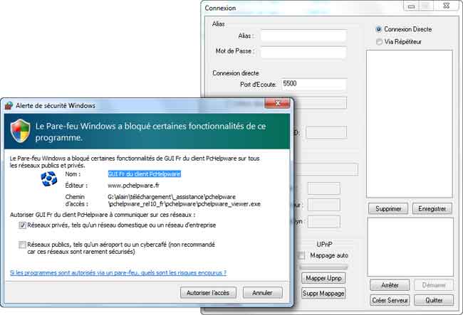 PCHelpware Viewer et Pare-feu